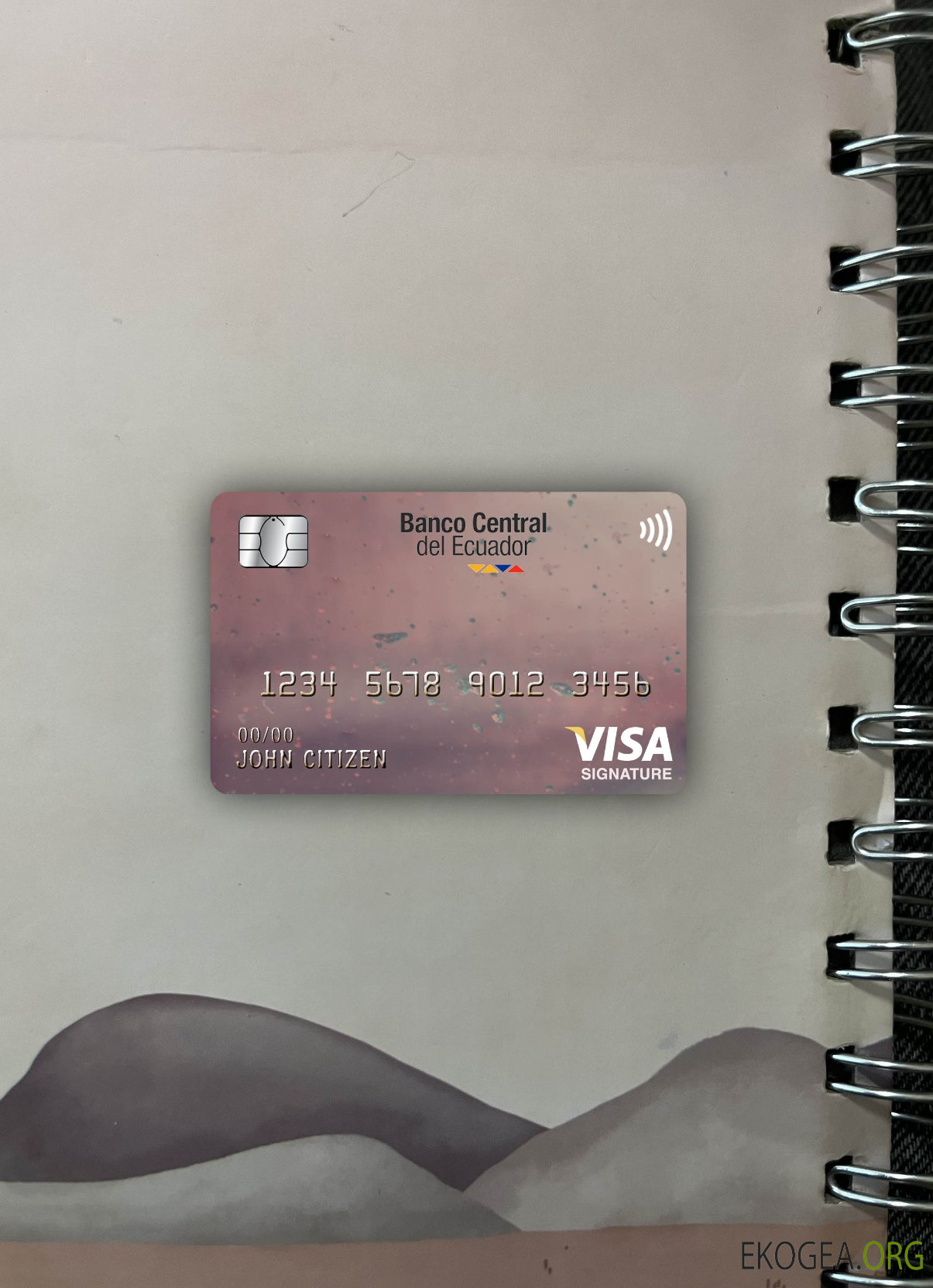 Photolook de la carte de signature de visa de la banque centrale de l'Équateur